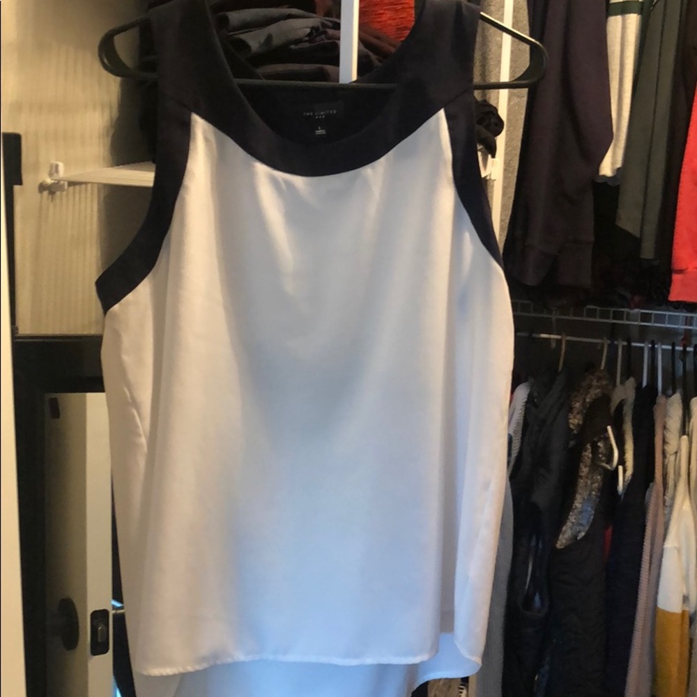 THE LIMITED Navy & White Sleeveless Top
